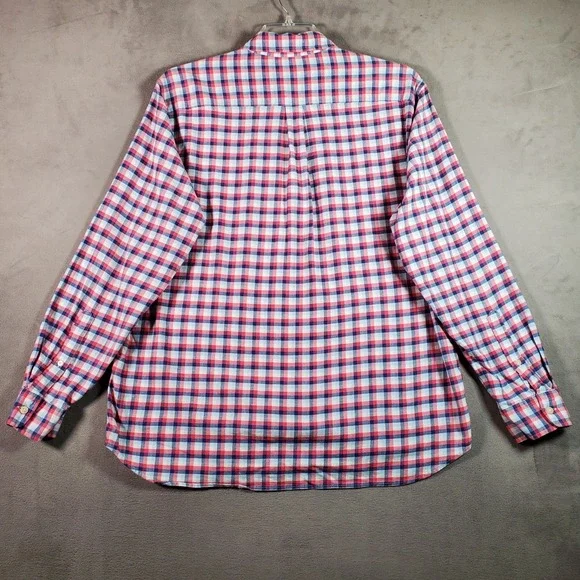 Vineyard Vines Shirt Mens L Pink White Blue Plaid Flannel Classic Fit Preppy - Picture 3 of 9